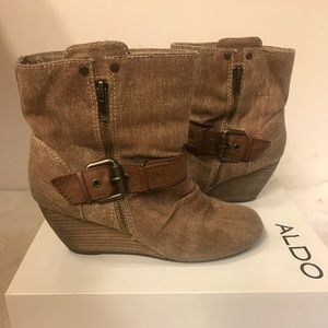 ALDO brown wedge booties